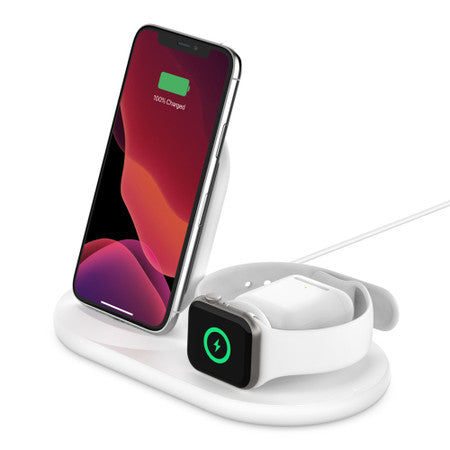 Chargeur sans Fil 3-1 pour iPhone + Apple Watch + AirPods 7.5W Blanc